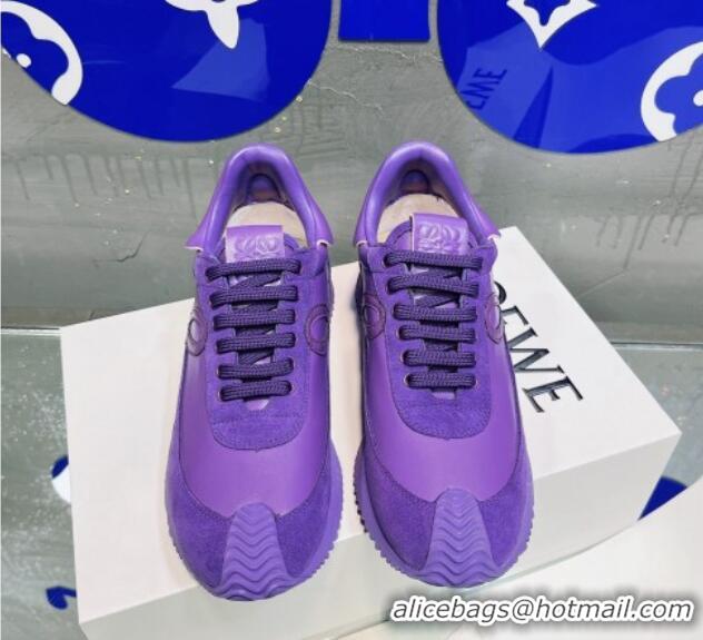 Duplicate Loewe Flow Leather & Suede Sneakers Purple 229121