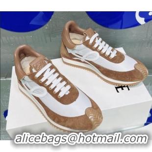 Buy Duplicate Loewe Flow Silk & Suede Sneakers Brown 229124