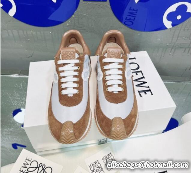 Buy Duplicate Loewe Flow Silk & Suede Sneakers Brown 229124