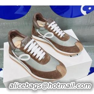 Discount Loewe Flow Silk & Suede Sneakers Brown/Grey 229125