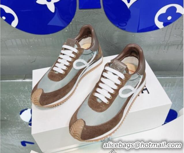 Discount Loewe Flow Silk & Suede Sneakers Brown/Grey 229125