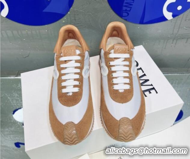 Super Quality Loewe Flow Silk & Suede Sneakers Brown 229127