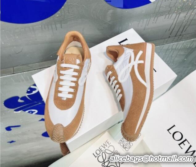 Super Quality Loewe Flow Silk & Suede Sneakers Brown 229127