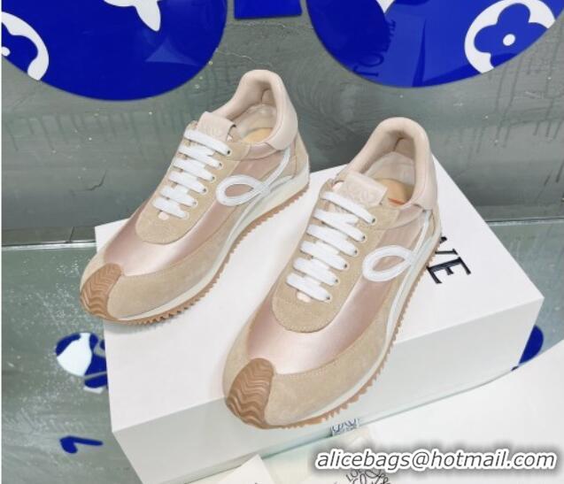 Sumptuous Loewe Flow Silk & Suede Sneakers Beige 229128