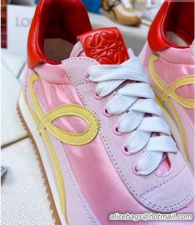 Best Luxury Loewe Flow Silk & Suede Sneakers Pink/Red 1229130