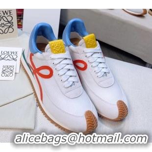 Good Quality Loewe Flow Mesh & Suede Sneakers White/Blue 229131