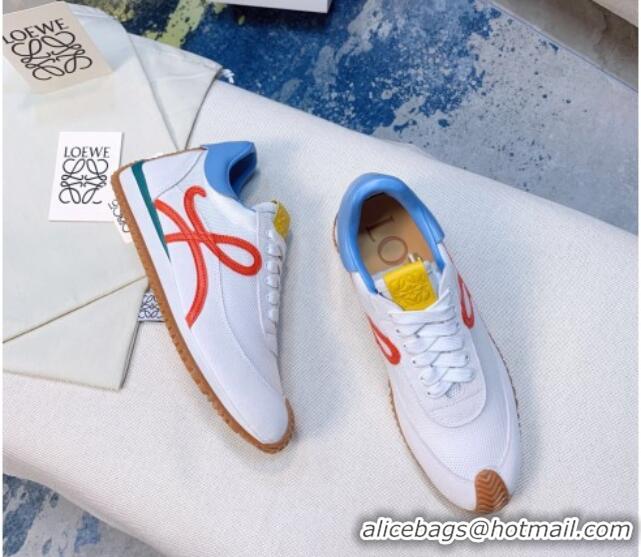 Good Quality Loewe Flow Mesh & Suede Sneakers White/Blue 229131