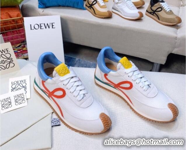 Good Quality Loewe Flow Mesh & Suede Sneakers White/Blue 229131