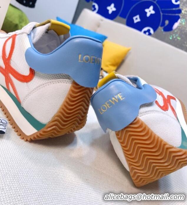 Good Quality Loewe Flow Mesh & Suede Sneakers White/Blue 229131