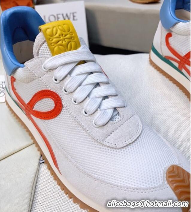 Good Quality Loewe Flow Mesh & Suede Sneakers White/Blue 229131