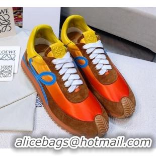 Sophisticated Loewe Flow Silk & Suede Sneakers Orange/Yellow 1229133