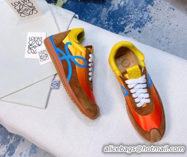 Sophisticated Loewe Flow Silk & Suede Sneakers Orange/Yellow 1229133