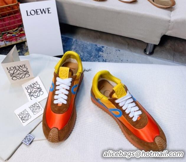 Sophisticated Loewe Flow Silk & Suede Sneakers Orange/Yellow 1229133