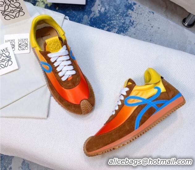 Sophisticated Loewe Flow Silk & Suede Sneakers Orange/Yellow 1229133