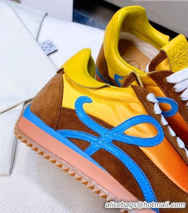 Sophisticated Loewe Flow Silk & Suede Sneakers Orange/Yellow 1229133