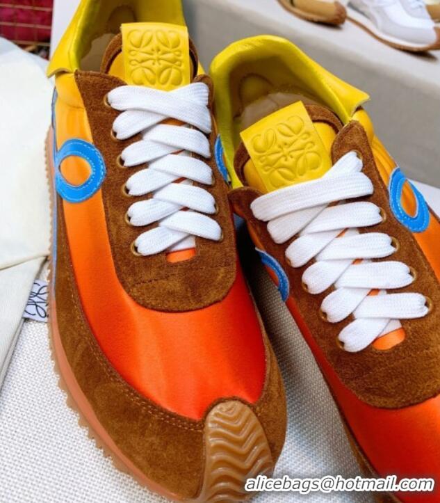 Sophisticated Loewe Flow Silk & Suede Sneakers Orange/Yellow 1229133