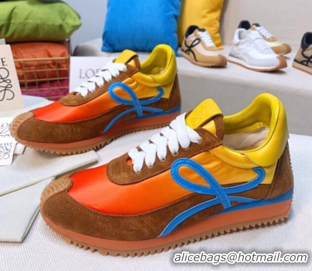 Sophisticated Loewe Flow Silk & Suede Sneakers Orange/Yellow 1229133