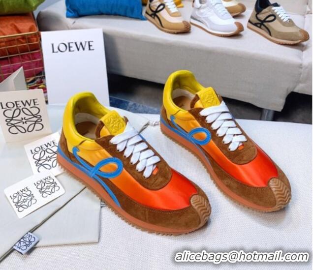 Sophisticated Loewe Flow Silk & Suede Sneakers Orange/Yellow 1229133