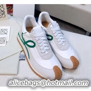 Reasonable Price Loewe Flow Silk & Suede Sneakers White/Grey/Green 229135