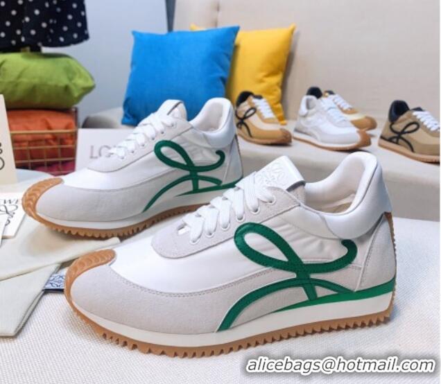 Reasonable Price Loewe Flow Silk & Suede Sneakers White/Grey/Green 229135