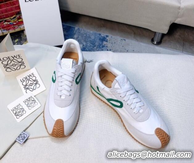 Reasonable Price Loewe Flow Silk & Suede Sneakers White/Grey/Green 229135