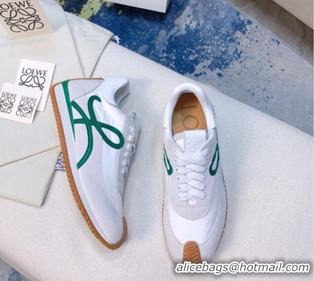 Reasonable Price Loewe Flow Silk & Suede Sneakers White/Grey/Green 229135