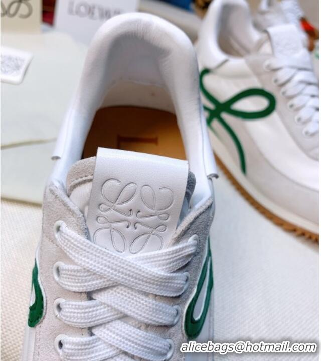 Reasonable Price Loewe Flow Silk & Suede Sneakers White/Grey/Green 229135