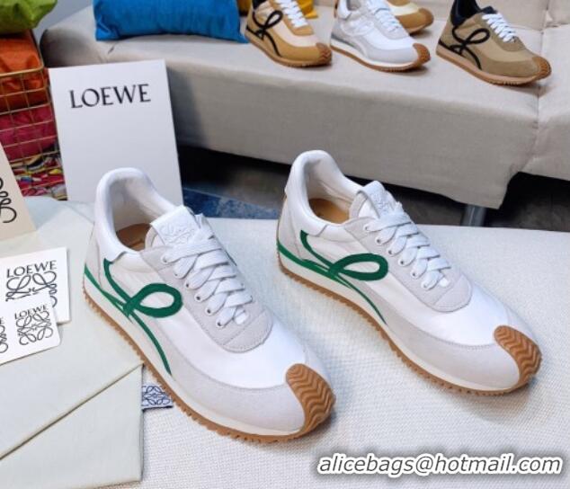 Reasonable Price Loewe Flow Silk & Suede Sneakers White/Grey/Green 229135