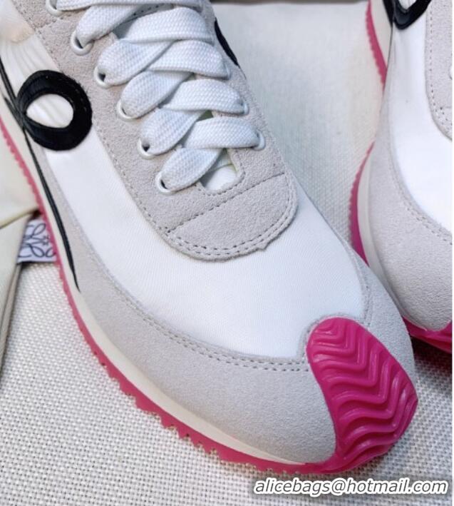 Grade Loewe Flow Silk & Suede Sneakers White/Pink/Green 229136