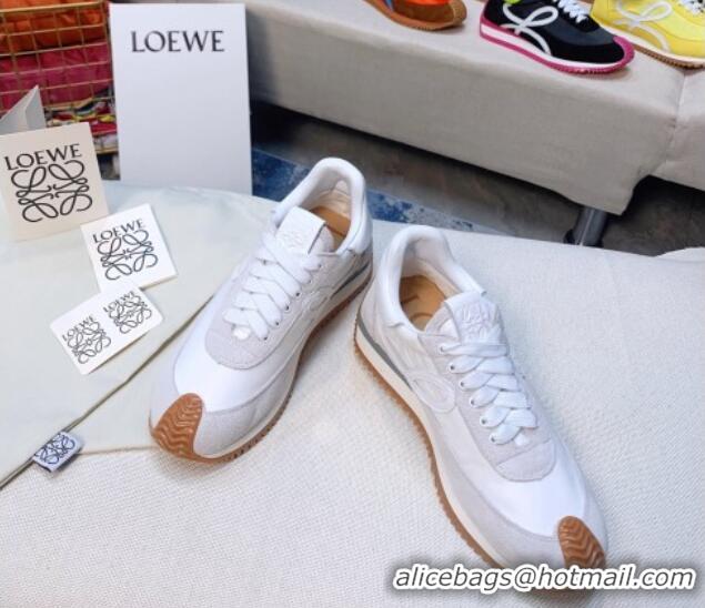 Duplicate Loewe Flow Silk & Suede Sneakers White/Grey 229140