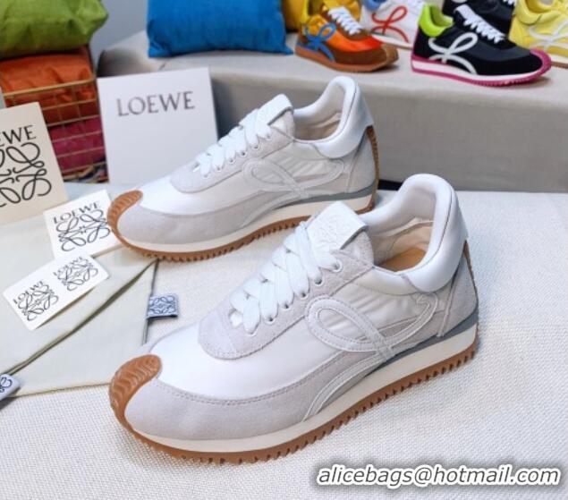 Duplicate Loewe Flow Silk & Suede Sneakers White/Grey 229140