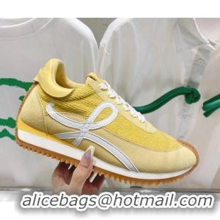 Shop Cheap Loewe Flow Runner Sneakers in Towel Cloth and Suede Yellow 506049