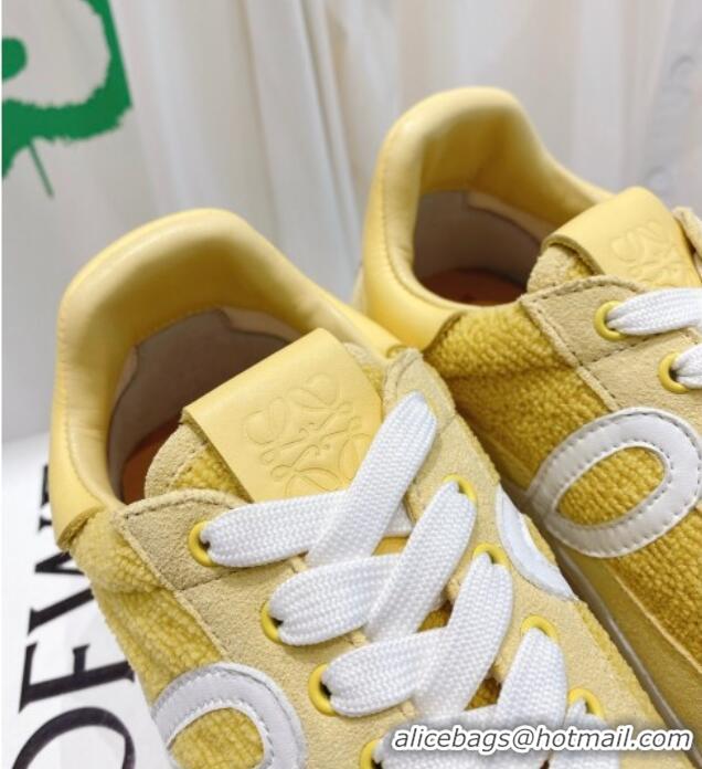 Shop Cheap Loewe Flow Runner Sneakers in Towel Cloth and Suede Yellow 506049