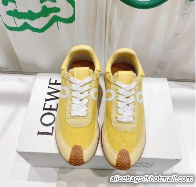 Shop Cheap Loewe Flow Runner Sneakers in Towel Cloth and Suede Yellow 506049