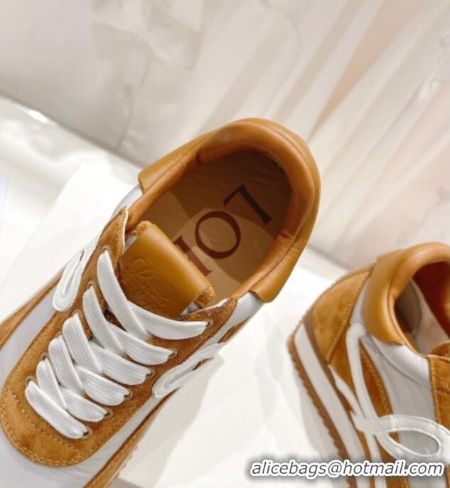 Hot Style Loewe Flow Runner Sneakers in Suede and Nylon Brown/Light Grey 506050