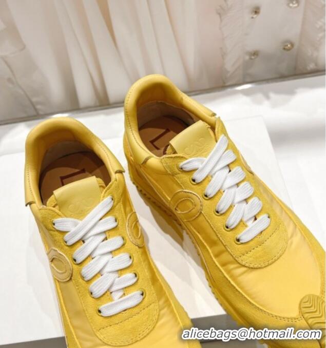 Best Price Loewe Flow Runner Sneakers in Suede and Nylon Yellow 506052