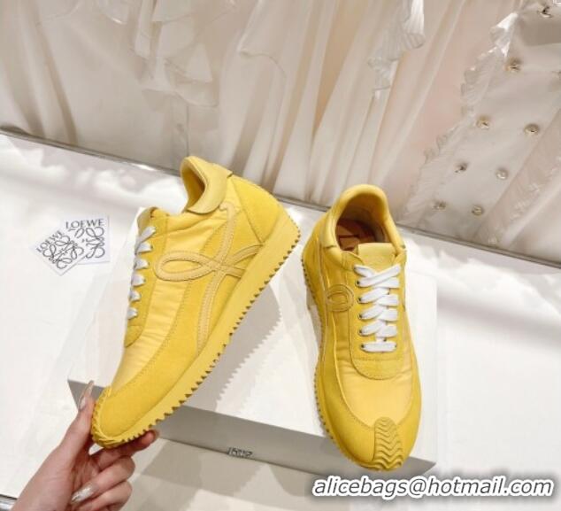 Best Price Loewe Flow Runner Sneakers in Suede and Nylon Yellow 506052