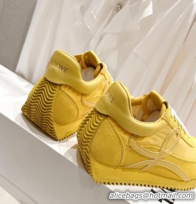 Best Price Loewe Flow Runner Sneakers in Suede and Nylon Yellow 506052