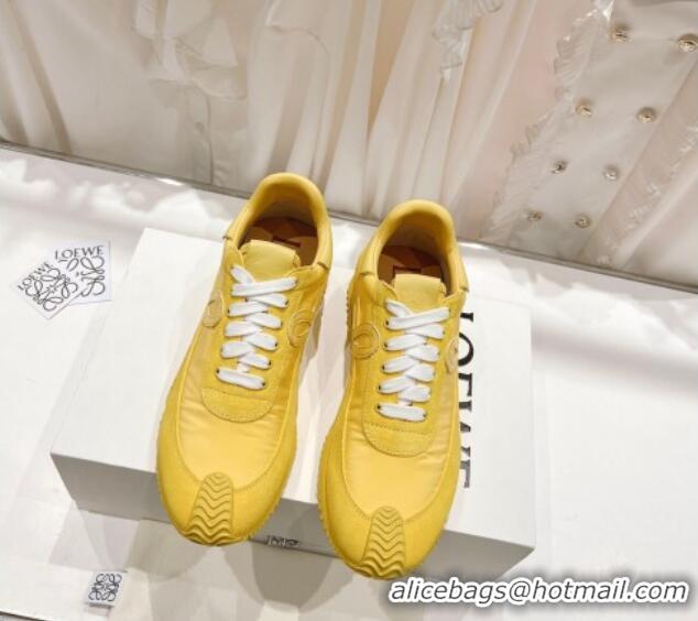 Best Price Loewe Flow Runner Sneakers in Suede and Nylon Yellow 506052