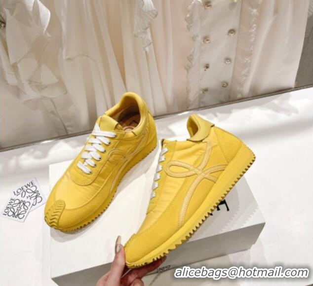 Best Price Loewe Flow Runner Sneakers in Suede and Nylon Yellow 506052