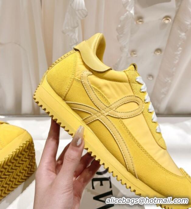 Best Price Loewe Flow Runner Sneakers in Suede and Nylon Yellow 506052