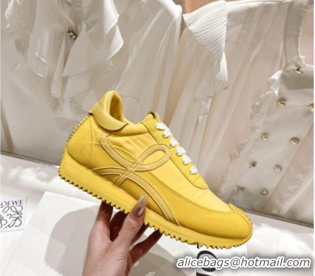 Best Price Loewe Flow Runner Sneakers in Suede and Nylon Yellow 506052