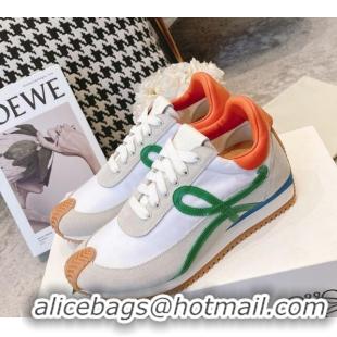 Good Looking Loewe Flow Runner Sneakers in Suede and Nylon Orange/White/Grey/Green 506056