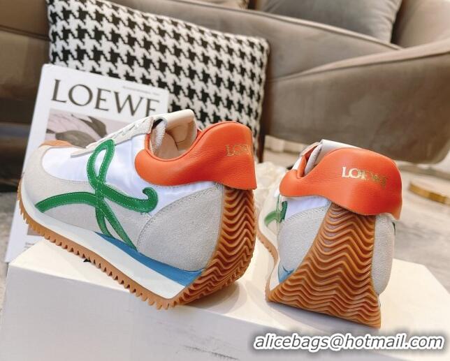 Good Looking Loewe Flow Runner Sneakers in Suede and Nylon Orange/White/Grey/Green 506056