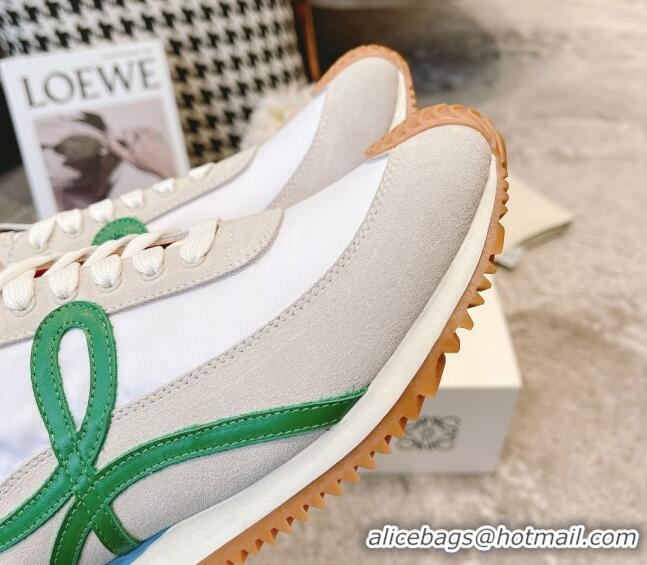 Good Looking Loewe Flow Runner Sneakers in Suede and Nylon Orange/White/Grey/Green 506056