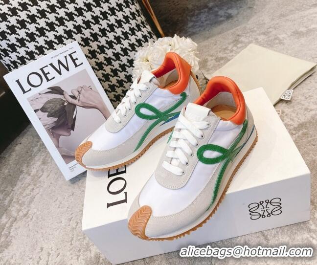 Good Looking Loewe Flow Runner Sneakers in Suede and Nylon Orange/White/Grey/Green 506056