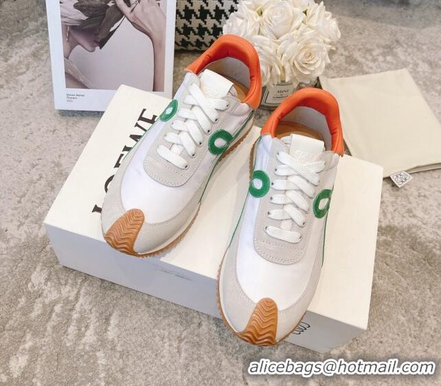 Good Looking Loewe Flow Runner Sneakers in Suede and Nylon Orange/White/Grey/Green 506056