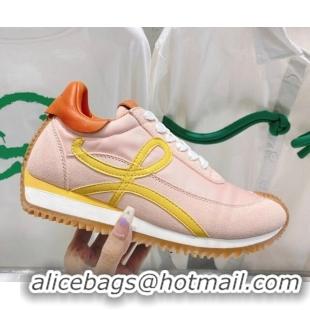 Duplicate Loewe Flow Runner Sneakers in Suede and Nylon Light Pink/Orange/Yellow 506057