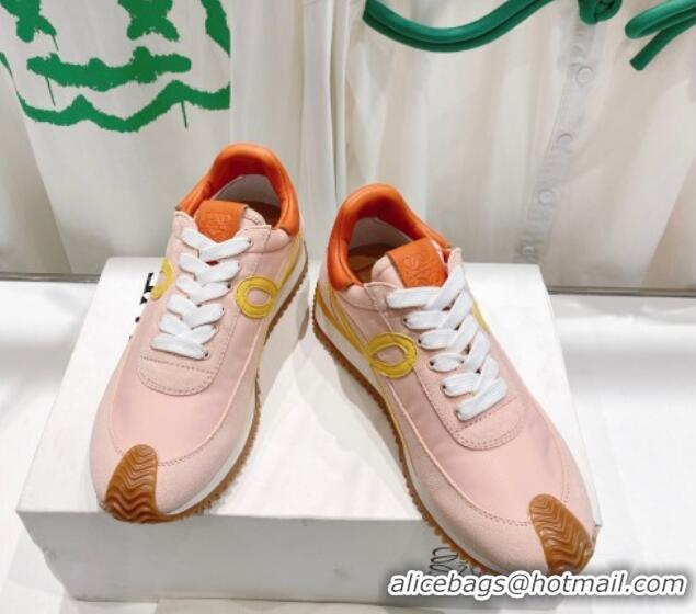 Duplicate Loewe Flow Runner Sneakers in Suede and Nylon Light Pink/Orange/Yellow 506057