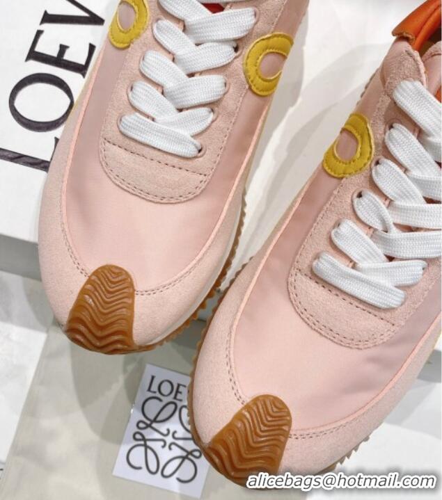 Duplicate Loewe Flow Runner Sneakers in Suede and Nylon Light Pink/Orange/Yellow 506057